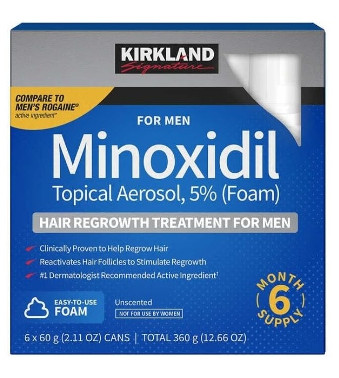 6 Months KIRKLAND MINOXIDIL 5% FOAM Hair Regrowth FOR MEN Exp 06/2027+  (SEALED)