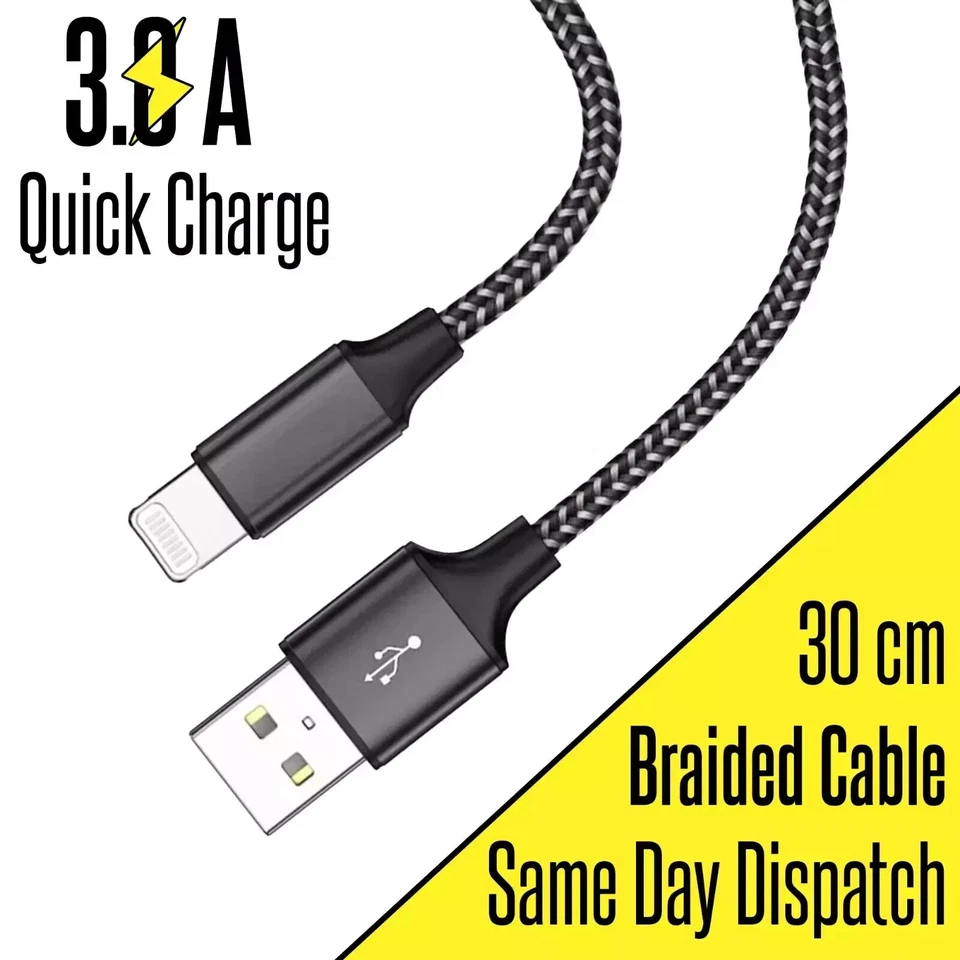 Iphone Cable Short 1FT/30CM Nylon Braided Iphone Charger Cable - Image 3 of 3
