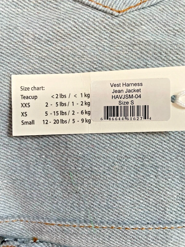 Chaleco para Perros Arnés Jean Chaqueta Talla Pequeña 12 - 20 lb... Foto 3 de 4