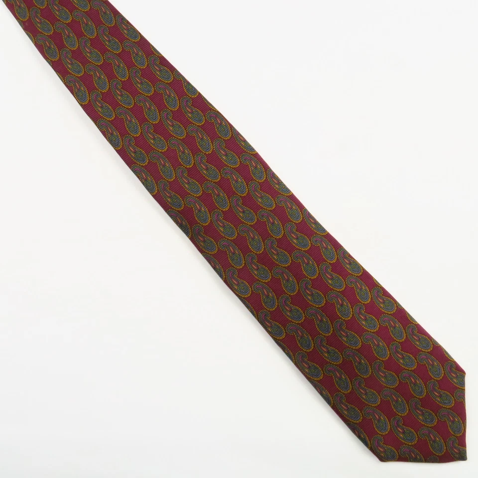 Corbata T Harris London Para Hombre Roja Colorida Estampado Paisley Seda Hecha en EE. UU. 59x3.5 Foto 2 de 4
