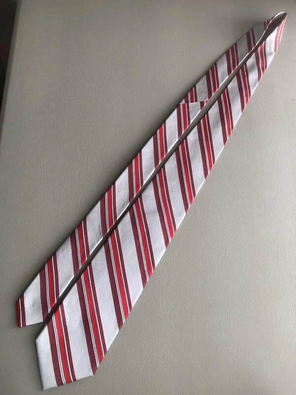 GENESIS EUC Gris Marrón Rojo Rayas Seda 60 x 31/4 Foto 2 de 4