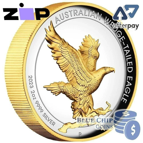2023 $2 Australian Wedge-Tailed Eagle 2oz Silver Proof High Relief Gilded Coin