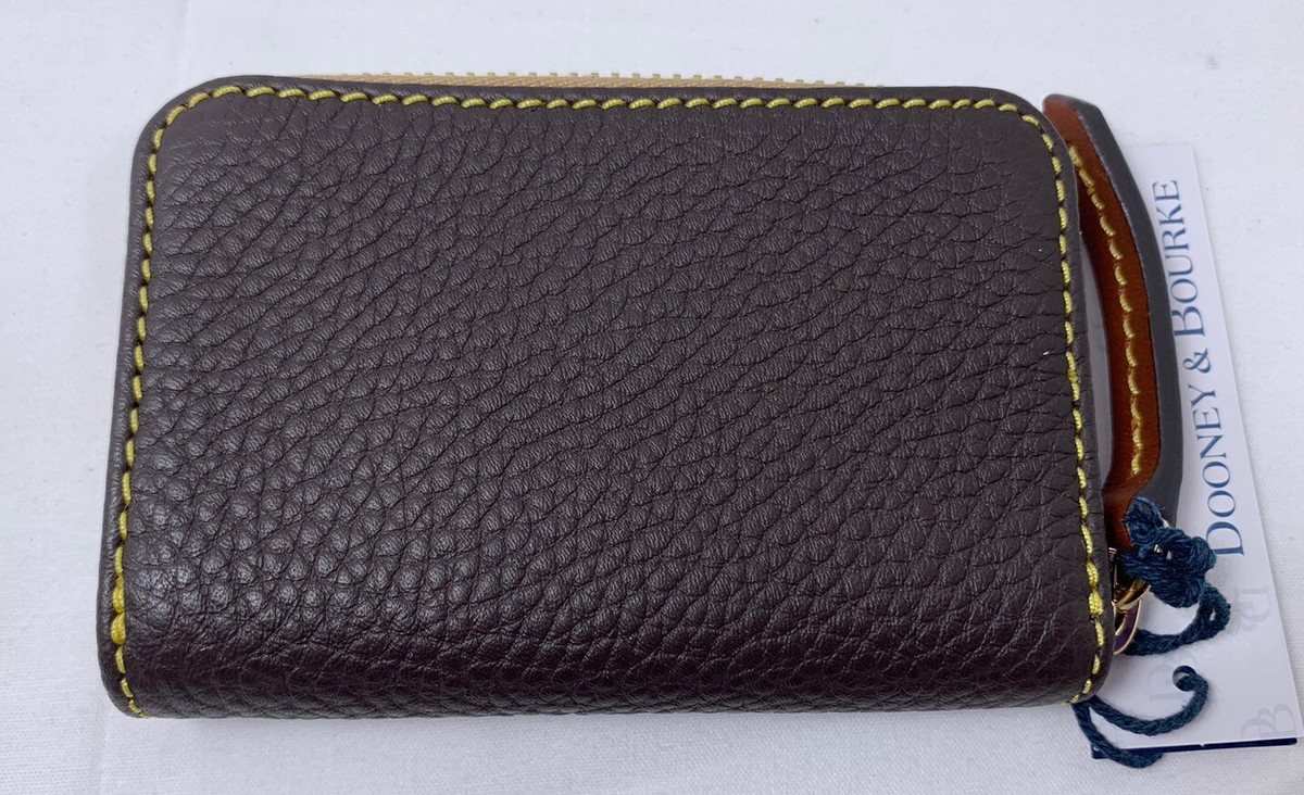 Dooney & Bourke Pebble Grain Zip Around Credit Card Case Brown