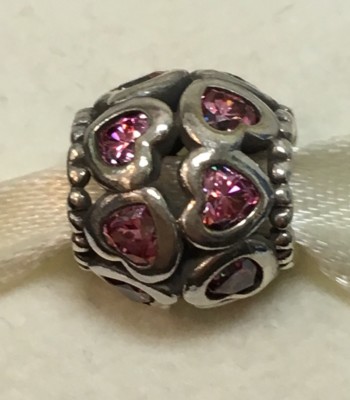 New Genuine Pandora Charm Love All Around Fancy Pink CZ