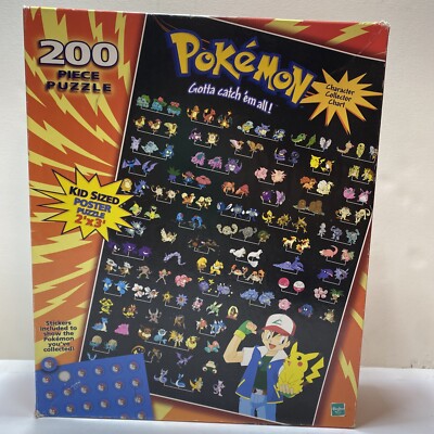 1999 Hasbro Pokemon 2 x3  Kid Sized Poster Puzzle 200 Pieces