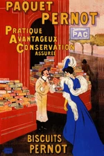 FRENCH PAQUET  PERNOT BISCUITS BOX OF COOKIES STORE AD VINTAGE POSTER REPRO