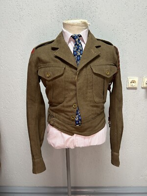Men's 1950s Brown Green British Army Battledress Suit 1949