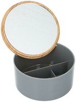 Alpina Gesicht Spiegel Organizer Aufbewahrung Schmuck Dose Kosmetik Bambus Grau