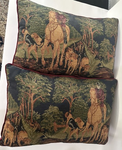 "2 fundas de colección para tapices de caza de zorro borgoña caballo ecuestre 16" x 11""" - Imagen 8 de 12