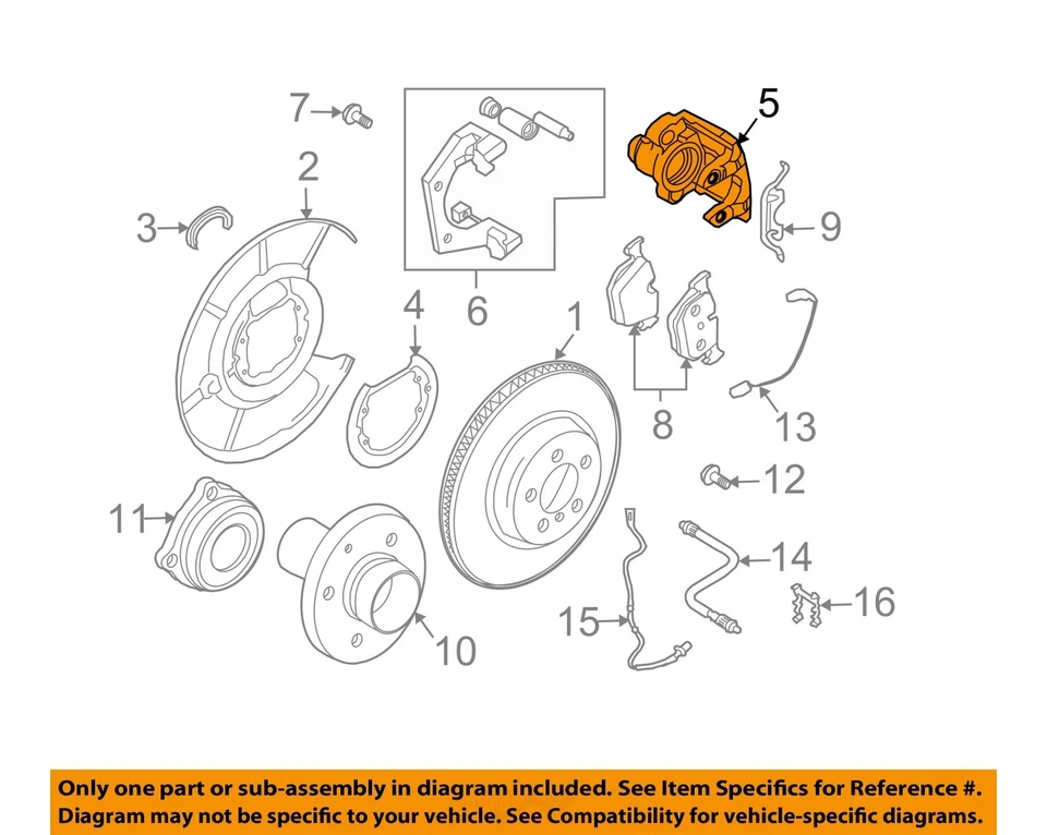 Rear Right Brake Caliper OEM 2008 2009 2010 BMW 528I 535I - Image 3 of 4