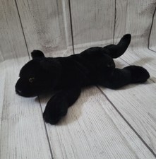 Fao Schwarz Black Panther Cat Plush Laying Down Golden Eyes Soft