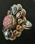 925 NB India Stamped: Nicky Butler Purple Druzy Quartz, Multi Stone-Citrine Ring — photo 4
