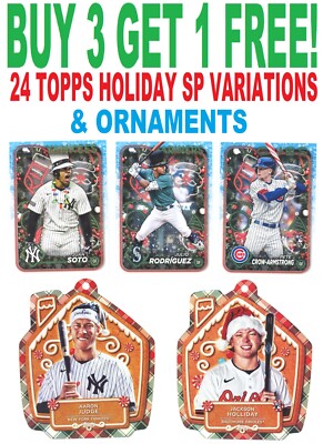 2024 Topps Holiday Baseball SP & Ornaments (BUY 3 GET 1 FREE) You Pick/Choose