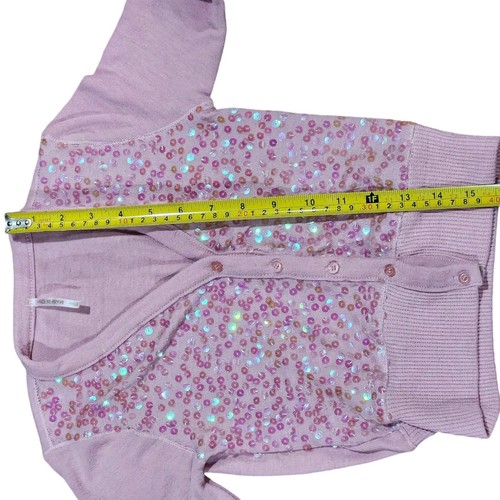 Girls Light Pink Sequin Button Up Cardigan Size S - Picture 4 of 8