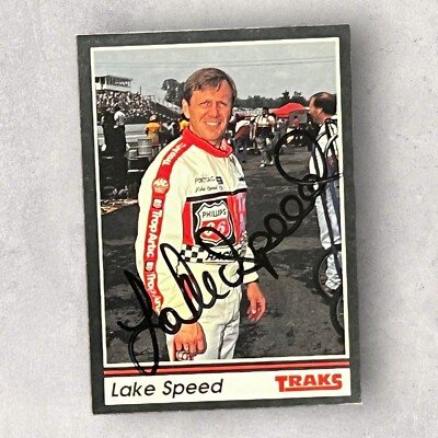 Lake Speed TROPARTIC PHILLIPS 66 1991 TRAKS #148 signed VINTAGE NASCAR card