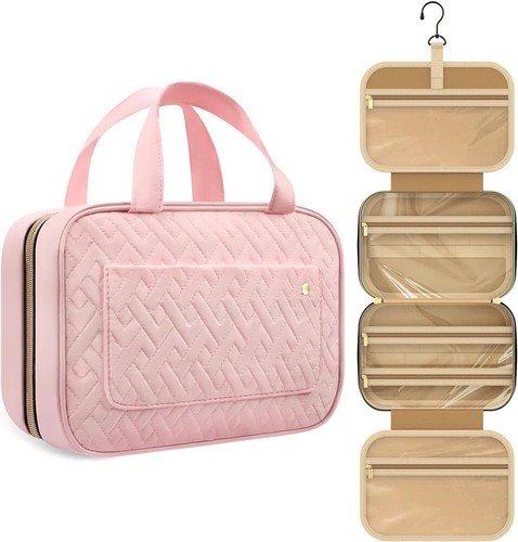 HOTOR Travel Toiletry Bag for Women with Hanging Hook - Portable Cosmetic Case,