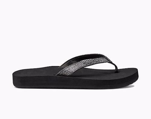 NEW-WOMEN-REEF-SANDAL-FLIP-FLOP-STAR-CUSHION-SASSY-BLACK-SILVER-BLS-RF-001384 - Picture 2 of 7