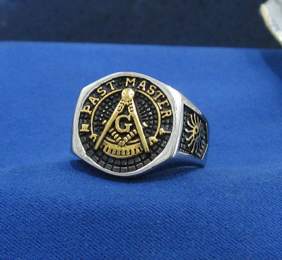 VINTAGE LARGE PAST MASTER MASONIC RING STAINLESS STEEL eBay