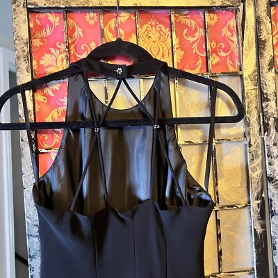 slim fit dress slacks Evan Picone Black Pleaded Chiffon V-Neck Cocktail Dress Size 14 Large