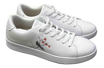 EDENST Men's Lea-5880 White Faux Leather Casual Lace Up Shoes - Size US 10