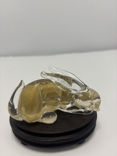 Vintage Murano Gold Flecks Art Glass Bunny Rabbit Figurine - Picture 7 of 8