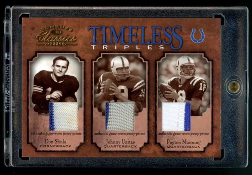 2004 Donruss Classics Special Ed SHULA UNITAS MANNING Triple Game Used Patch 1/1