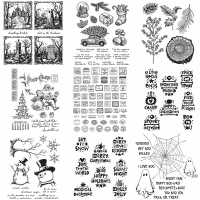 CYFUN DESIGN Halloween Weihnachten Blumen Metall Stanzformen Stempel Set für DIY Scrapbooking