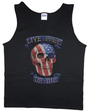 Men's tank top live free or die biker skull design t-shirt sleeveless tee