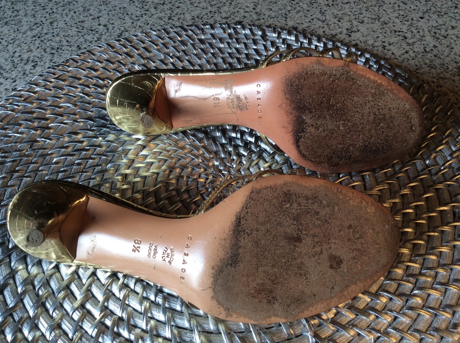 CASADEI Schuhe Pantoffel Pantolette Leder Gold Gold Leder Ziersteine 38 38,5 e86297 CASADEI Schuhe Pantoffel Pantolette Leder Gold Gold Leder Ziersteine 38 38,5 e86297