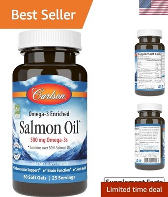 Salmon Oil 500mg Omega-3s, Wild-Caught Norwegian Fish Oil (50 Softgels)