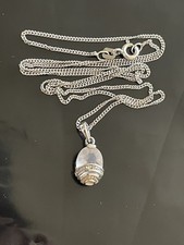 9ct 375 White Gold Quartz & Diamond Pendant Necklace 2.7g 46cm Hallmarked