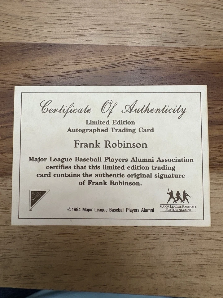 1994 Nabisco All Star Legends FRANK ROBINSON ON CARD Auto w/ COA Orioles - Image 3 of 4