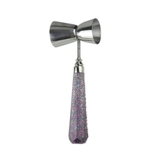 Wild Eye 8" Diamond Cut Design Multi-color Glitter Silver Bar Jigger