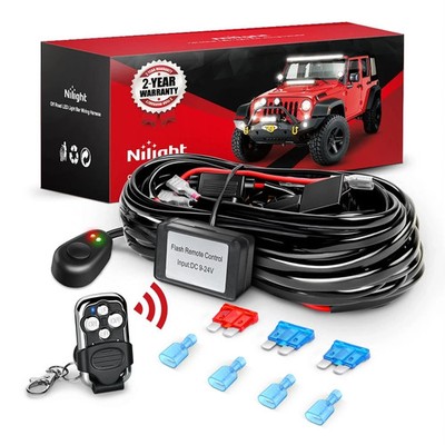 Nilight Remote Wiring Harness for LED Light Bar Wireless Strobe Flash Work Light