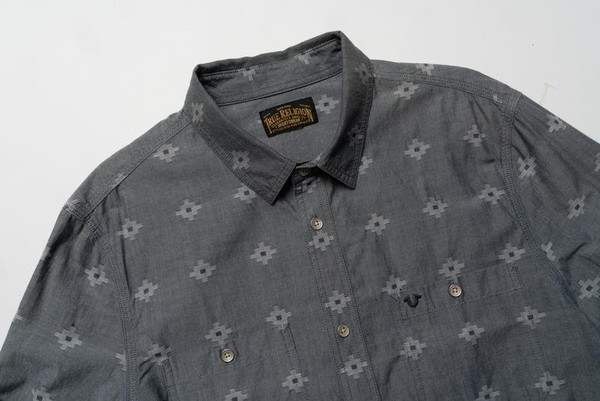 Men True Religion Shirt Grey Cotton 38 / M / 46