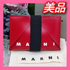 Marni Women Wallet Origami Card Case Bicolor Red Brown Commuter Pass Business Ho