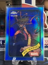 2025 Topps Chrome Marvel Blue Refractor 145/299 Ms. Marvel #130