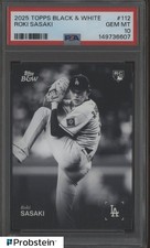 2025 Topps Black & White #112 Roki Sasaki Los Angeles Dodgers RC Rookie PSA 10