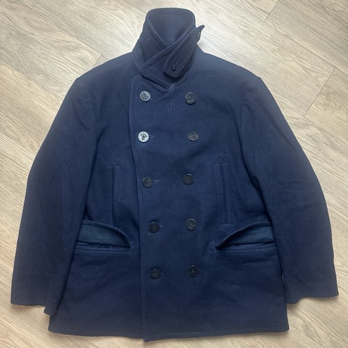 Vintage Polo Ralph Lauren Wool Double Breasted Pea Coat Navy Blue Mens XXL 2XL - Picture 6 of 9