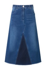 Ulla Popken Damen große Größen Jeansrock Fransensaum A Linie Stretchdenim 840759