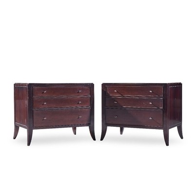 Barbara Barry for Baker Mahogany Commode Nightstand End Tables - Pair