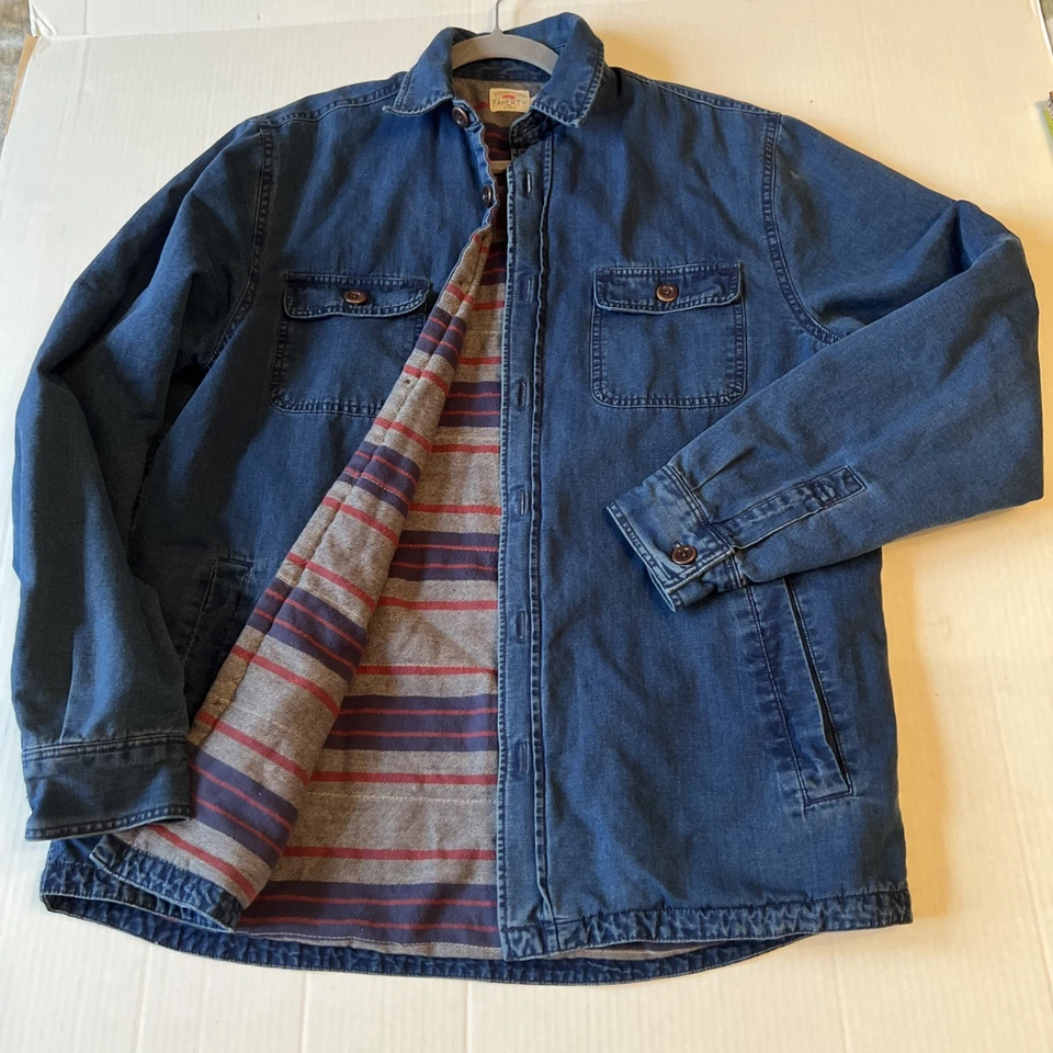 Faherty Sz M Blanket Lined CPO Shirt Jacket Mens Flannel Workwear Button Up GOOD - Image 3 of 4