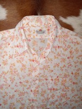Vtg Fruit of the Loom Wide Collar Shirt LARGE Floral Short Sleeve Made in Korea