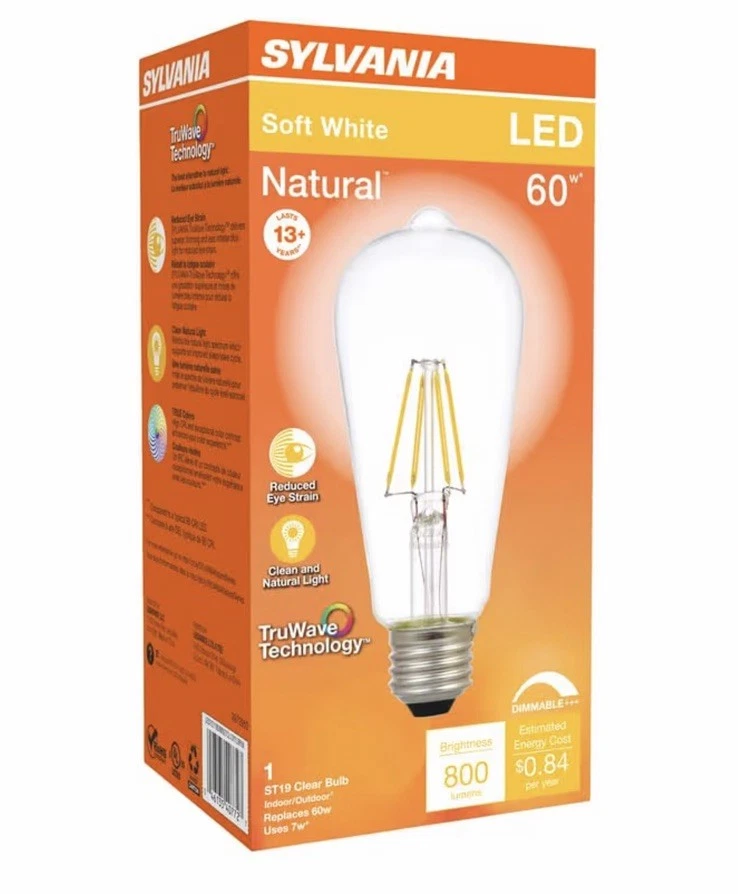 Sylvania 40772 Indoor/Outdoor Soft White 800 lm. ST19 E26 Dimmable LED Bulb 7W - Image 4 of 4
