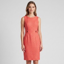 J Crew Attache Sheath Dress Coral Pink Linen Jute Blend Waist Tabs Office Work 2