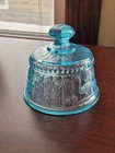 Scarce Ice Blue Northwood Carnival Glass Peacock at The Fountain Butter Dish LID