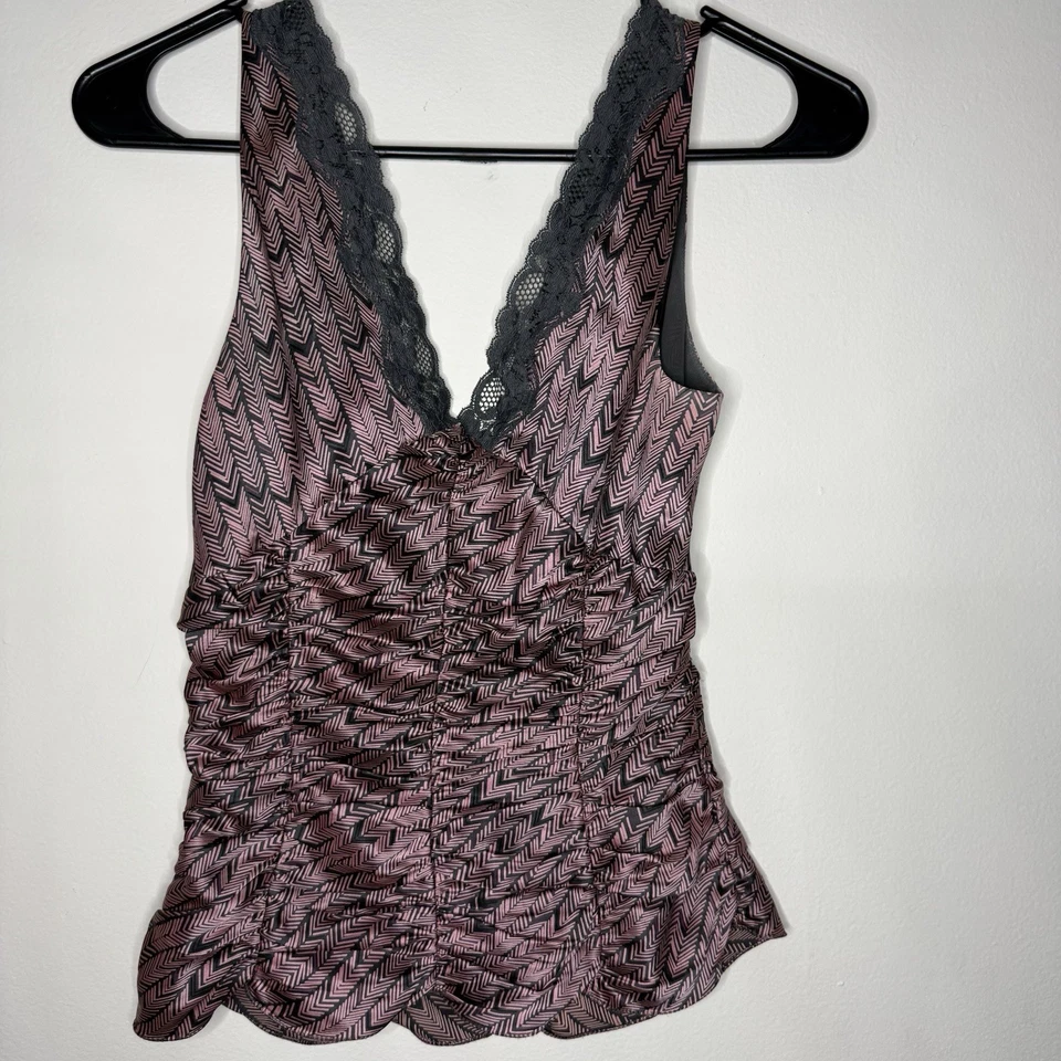 Top de encaje púrpura The Limited seda acanalada talla pequeña vintage Y2k Fairy Grunge Foto 2 de 4