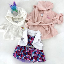 Build A Bear BAB Clothing Lot Pink Robe, Valentines Heart Dress  Unicorn Hoodie