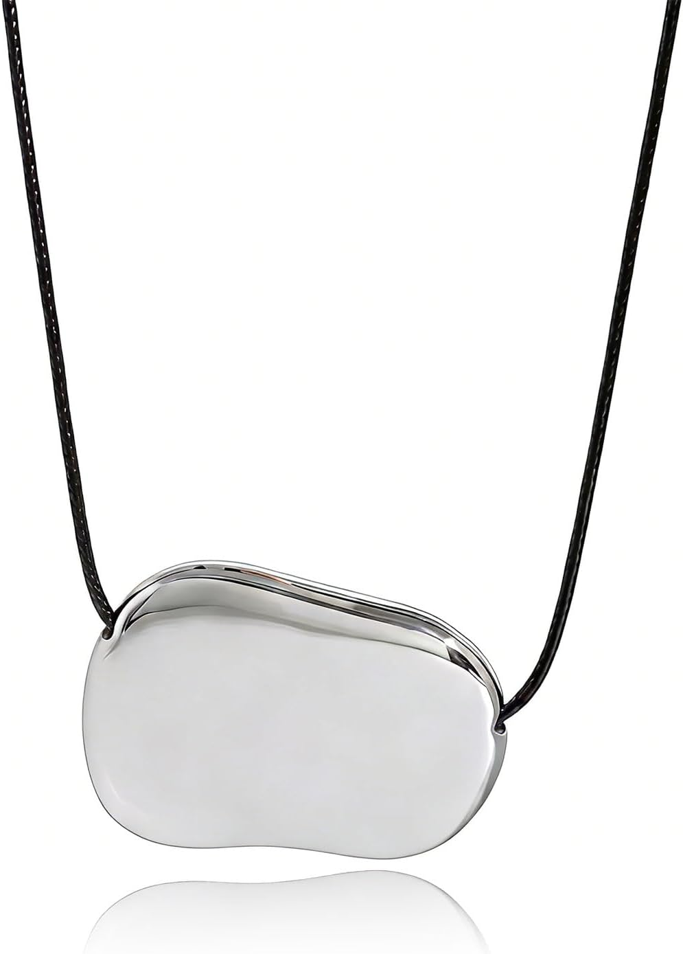 Long Statement Necklace for Women Chunky Gold Bean Necklace Big Silver Oval Circ