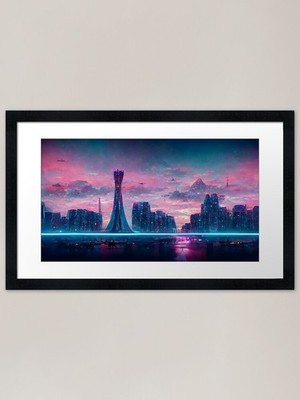 Sci-Fi Stadt Gerahmter Kunstdruck Gerahmtes Wandbild Poster Leinwanddruck Bild